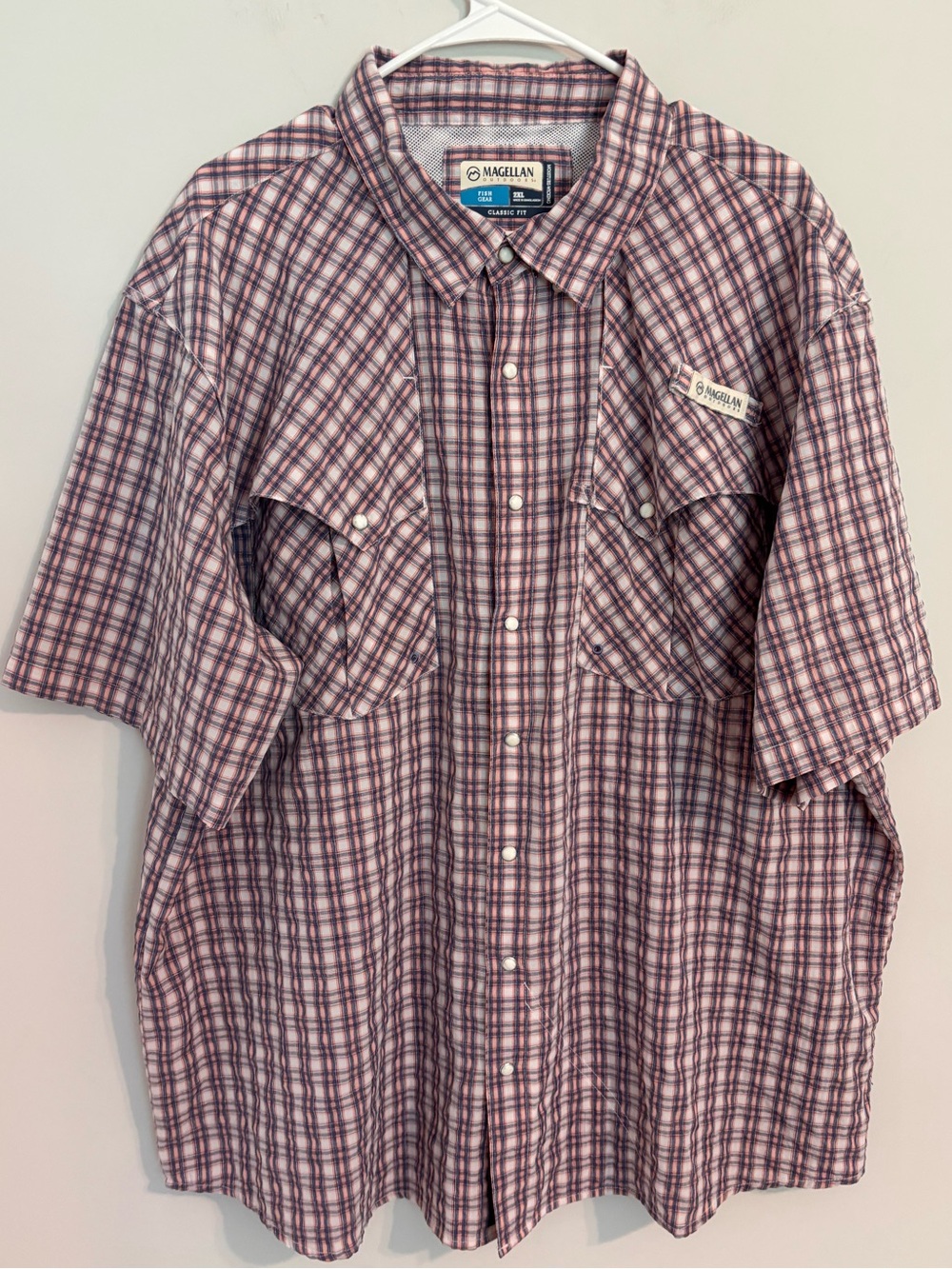 Magellan EUC plaid moisture wicking snap front shirt
